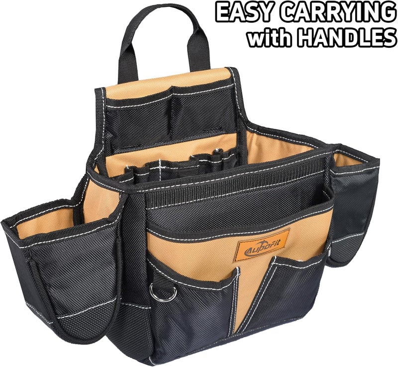 aupofit 42 Pockets 1680D Fabric Professional Tool Belt with Suspenders, Heavy Duty Detachable Adjustable Tool Belt Pouch for Technician/Carpenter/Framer/Construction/Roofing/Contractor/Electrician (Khaki) - Image 3